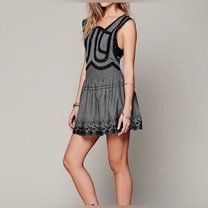 Free People New Romantics Always Forever Embroidered Tunic Dress Gray M